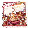 A vintage ornate illustration of magical flaming books, roses, and a wine glass with the text smut goblin reading club png
