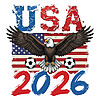 Epic USA 2026 Soccer Eagle PNG featuring a distressed American flag and patriotic sports graphics for POD sellers
