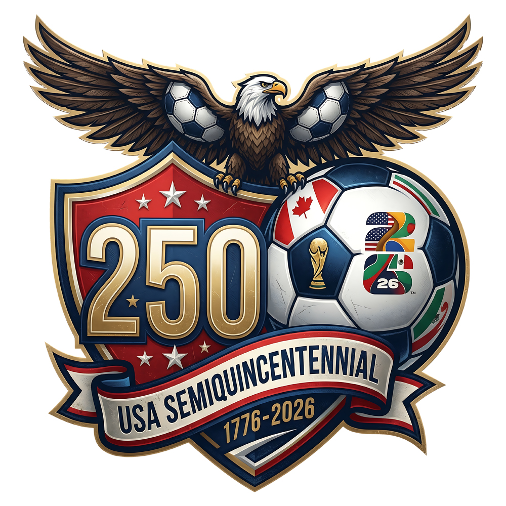 Discover this epic USA 250 Soccer Eagle PNG featuring a patriotic bald eagle and vintage shield design for POD merchandise