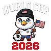Cute kawaii World Cup 2026 Eagle PNG design featuring a patriotic sports mascot for POD sellers