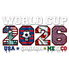 A vintage grunge World Cup 2026 USA Canada Mexico PNG design featuring national flags and a soccer ball