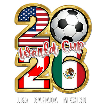 Premium World Cup 2026 USA Canada Mexico PNG digital design for soccer apparel and merchandise.