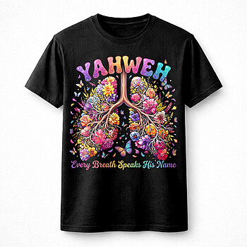 Alternative view of Yahweh Floral Lungs PNG: Vibrant Christian Sublimation