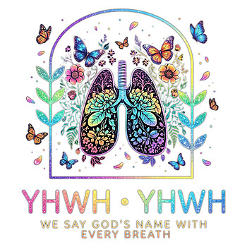 Glowing watercolor yhwh breathing lungs png featuring botanical elements, butterflies, and an inspiring faith quote