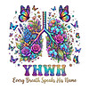 A luminous and iridescent yhwh glitter floral lungs png featuring glowing orchids and colorful butterflies for spiritual crafting