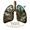 Rustic yhwh nature lungs png featuring a detailed mountain forest landscape and wild deer for outdoor spiritual apparel.