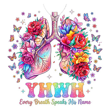 A gentle and soft yhwh pastel floral lungs png featuring elegant roses and bluebells for christian craft projects