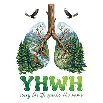 Earthy yhwh tree roots lungs png featuring a mountain river landscape and soaring eagles for POD sellers