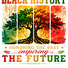 A beautifully distressed vintage graphic of deeply rooted branches across four colorful retro panels, celebrating heritage in this stunning black history tree png design.