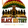 A glowing digital illustration of people holding hands under a Pan-African colored tree growing from a book, perfectly representing this black history unity tree png design.