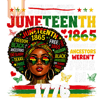 A powerful vintage graphic featuring a Black woman, an eagle, and the quote july 4th didnt set me free png on a black background.