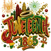 A luxurious sparkling design with fireworks and skyline for the ultimate juneteenth 1865 png download, ideal for commemorative apparel.