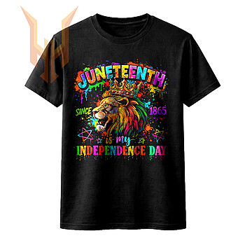 A stunning paint splatter graphic featuring a crowned king and continent map, making it the perfect juneteenth african lion png for POD.