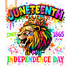 A stunning paint splatter graphic featuring a crowned king and continent map, making it the perfect juneteenth african lion png for POD.