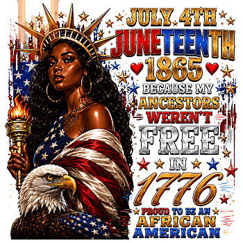 A majestic African American woman holding a torch like the Statue of Liberty is featured in this juneteenth black liberty png celebrating 1865 heritage.