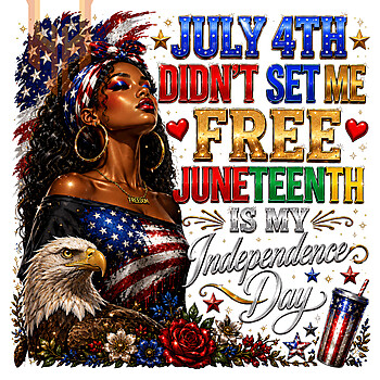 A proud African American woman and a majestic bald eagle are featured in this juneteenth independence day png, celebrating true freedom and heritage.