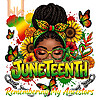 A beautiful Afrocentric woman with sunflowers and broken chains featured in this stunning juneteenth remembering ancestors png design.