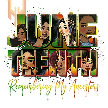 A stunning typography design featuring beautiful portraits of Black women to celebrate liberation in this juneteenth remembering ancestors png graphic.