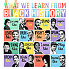 A vibrant 90s grid t-shirt design featuring the quote what we learn from black history for the ultimate vintage black leaders png download.