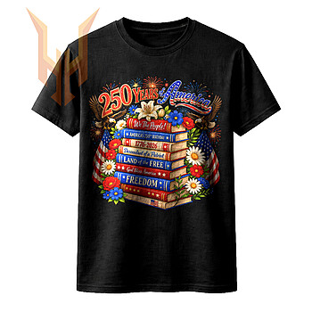 A beautiful floral patriotic book stack with eagles and flags in this 250 years of america books png design.