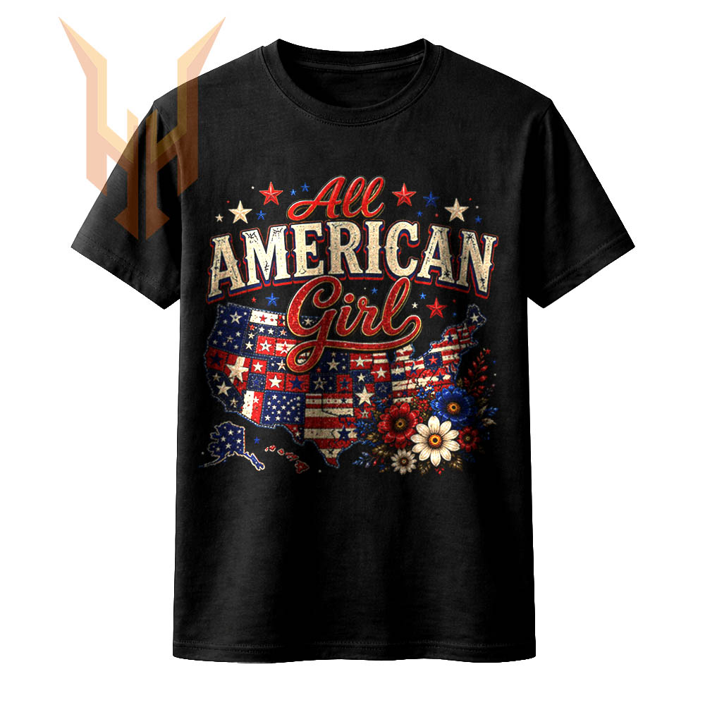 A vintage floral patchwork design featuring the United States map, perfect for your all american girl map png sublimation projects.