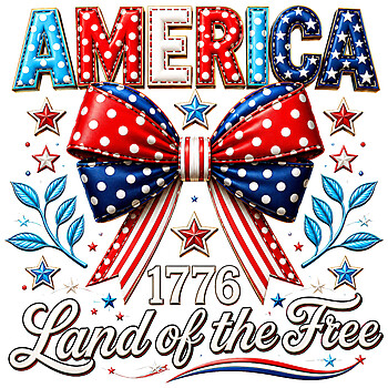 A beautiful glitz and glam design featuring a patriotic red, white, and blue ribbon, representing the ultimate america 1776 bow png.