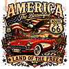 A highly detailed, distressed illustration featuring a motorcyclist on the open road with fireworks, perfect for creators needing an america 250 route 66 png.