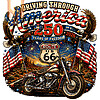 A vintage patriotic illustration featuring a classic motorcycle, soaring eagles, and American flags, available as the america 250 route 66 png for digital download.