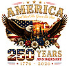 A vintage distressed illustration of a bald eagle soaring over a USA map with a sunset city and floral base, featuring the america 250 years anniversary png design.