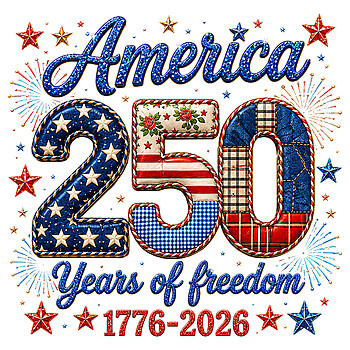 A beautiful vintage patchwork design celebrating the 2026 semiquincentennial, perfect for your america 250 years of freedom png sublimation projects.