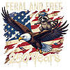 A distressed vintage illustration showing a raccoon riding a bald eagle over an American flag, representing the ultimate feral and free 250 years png.