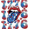 A sparkling retro rock and roll design featuring a star-spangled tongue, perfect for your glitter 1776 patriotic lips png sublimation projects.