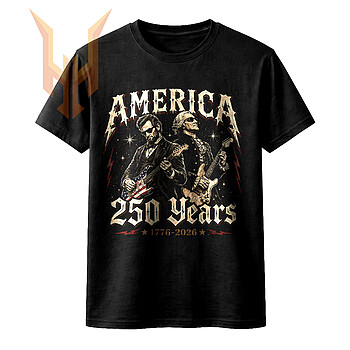 An epic heavy metal presidents png featuring George Washington and Abraham Lincoln playing electric guitars for the 2026 semiquincentennial.