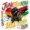 A dynamic urban grunge design featuring a raised fist breaking chains against an Africa map, celebrating freedom with the juneteenth 161 years png graphic.