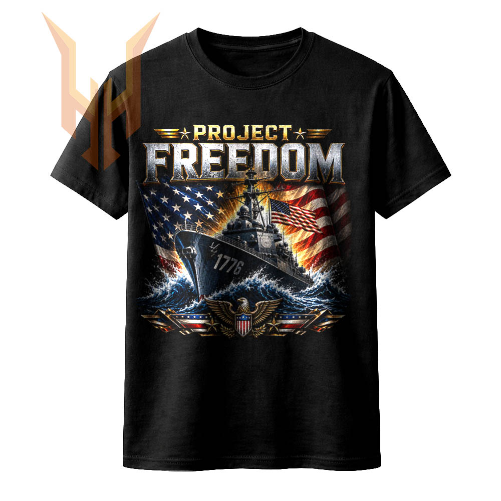 A cinematic and highly detailed project freedom 1776 ship png featuring a powerful naval destroyer, soaring bald eagle, and distressed American flag.