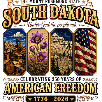 A vintage heritage design celebrating the Mount Rushmore state, featuring the south dakota 250 years png graphic for print on demand.