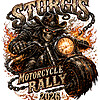 A fierce skeleton riding a flaming chopper motorcycle, capturing the ultimate sturgis 2026 biker png aesthetic for true highway enthusiasts.