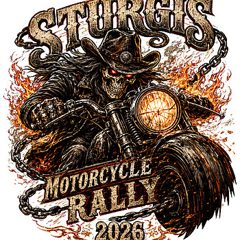 A fierce skeleton riding a flaming chopper motorcycle, capturing the ultimate sturgis 2026 biker png aesthetic for true highway enthusiasts.