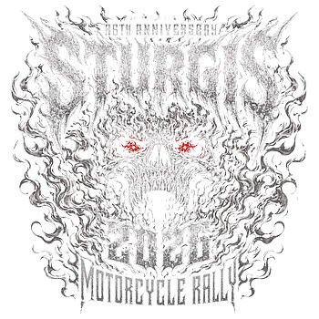 A fierce, dark smoky skull with piercing red eyes celebrating the 86th anniversary, perfectly captured in this high-resolution sturgis 2026 png design