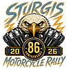 A powerful bald eagle and engine components celebrating the 86th anniversary, featured in this high-resolution sturgis 2026 png