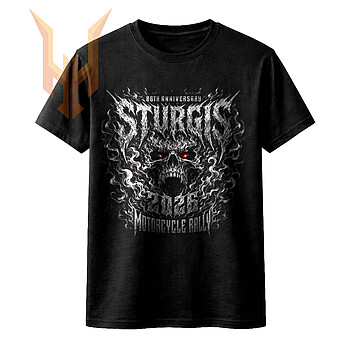 A fierce, dark smoky skull with piercing red eyes celebrating the 86th anniversary, perfectly captured in this high-resolution sturgis 2026 png design