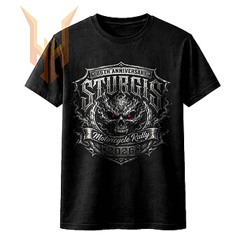 A fierce smoky skull inside a metallic crest for the 86th anniversary, perfectly captured in this high-quality sturgis rally 2026 png