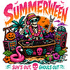 Spin the ultimate spooky beach party track with this vibrant retro graphic, featuring the perfect summerween skeleton dj png.