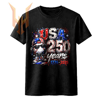 A cool, confident mascot wearing sunglasses and a flag hat, perfect for creators needing a usa 250 years baseball png.