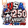 A cool, confident mascot wearing sunglasses and a flag hat, perfect for creators needing a usa 250 years baseball png.