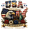 A vintage distressed collage featuring a bald eagle, the Statue of Liberty, and a floral map, highlighting the usa 250th anniversary png design.