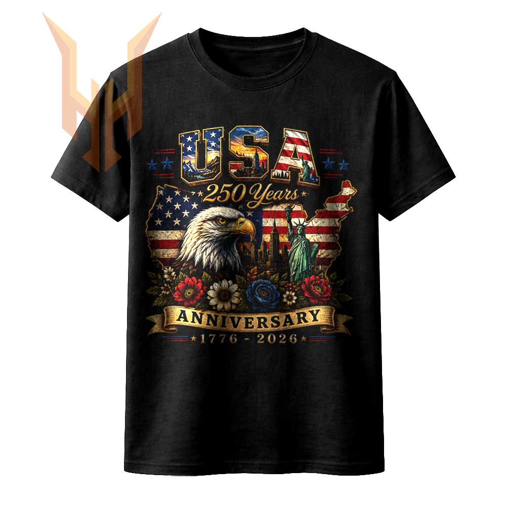 A vintage distressed collage featuring a bald eagle, the Statue of Liberty, and a floral map, highlighting the usa 250th anniversary png design.