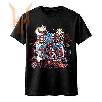 A trendy maximalist design featuring patriotic footwear and a soaring eagle, representing the ultimate usa western cowgirl boots png.