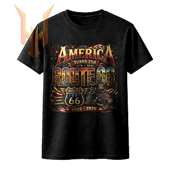 A highly detailed, distressed illustration featuring a red classic convertible, a bald eagle, and the US flag, perfect for those seeking a vintage route 66 america png for their next project.