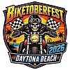 A vintage skeletal biker riding a chopper along Daytona Beach with checkered flags, styled as an ultimate biketoberfest 2026 daytona beach png graphic.